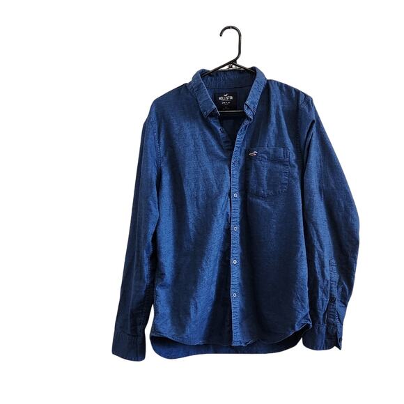 Hollister Casual Blue Button Down Shirt Chambray with Long Sleeves Size Large - Picture 1 of 8